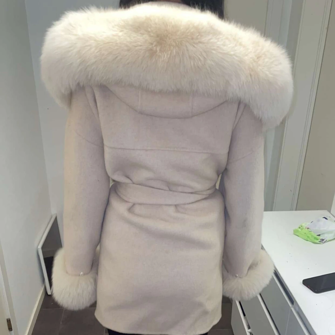 Beige päls kappa  - 1