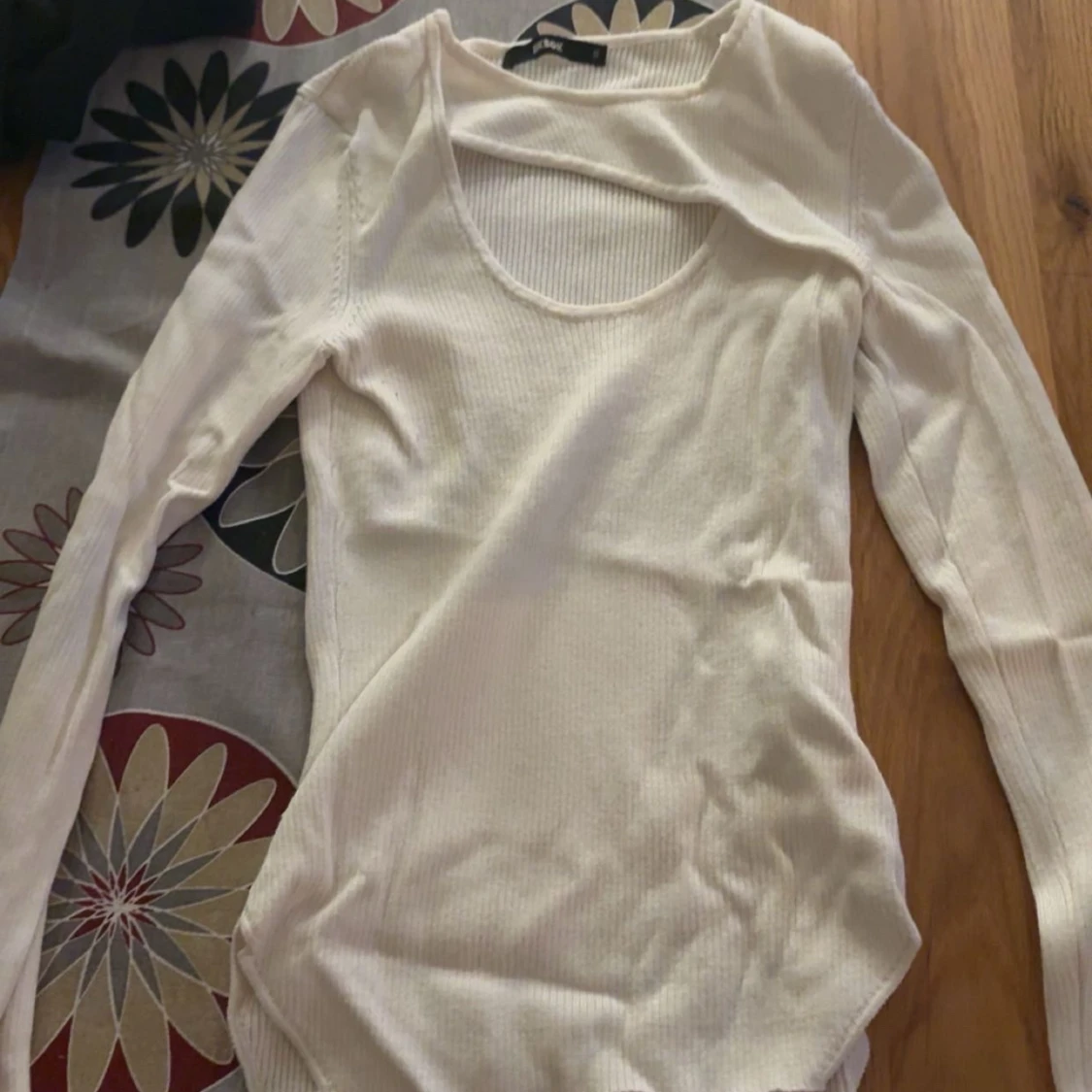 Vit ribbad topp från Bik Bok - 1