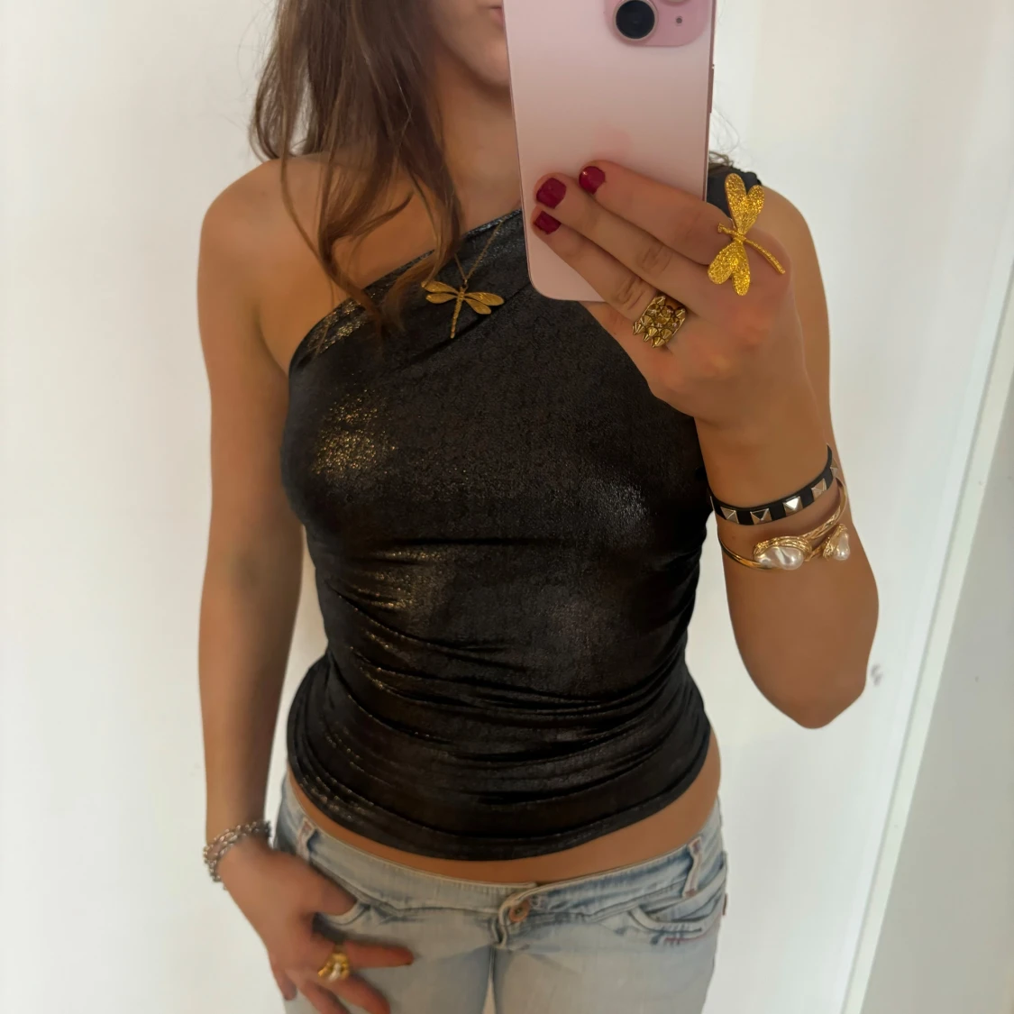 Glittrig one shoulder topp - 1