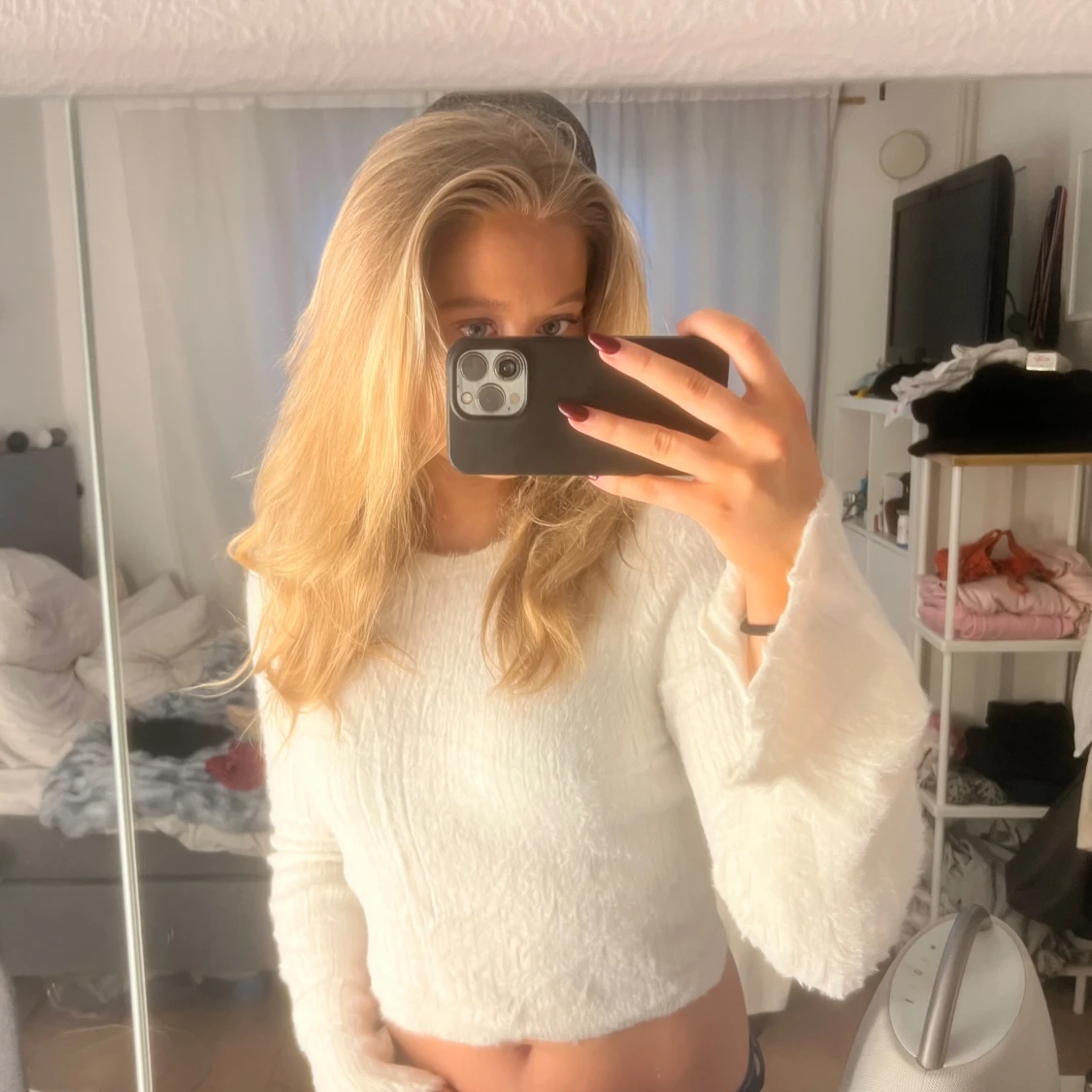 Vit croppad tröja - 90