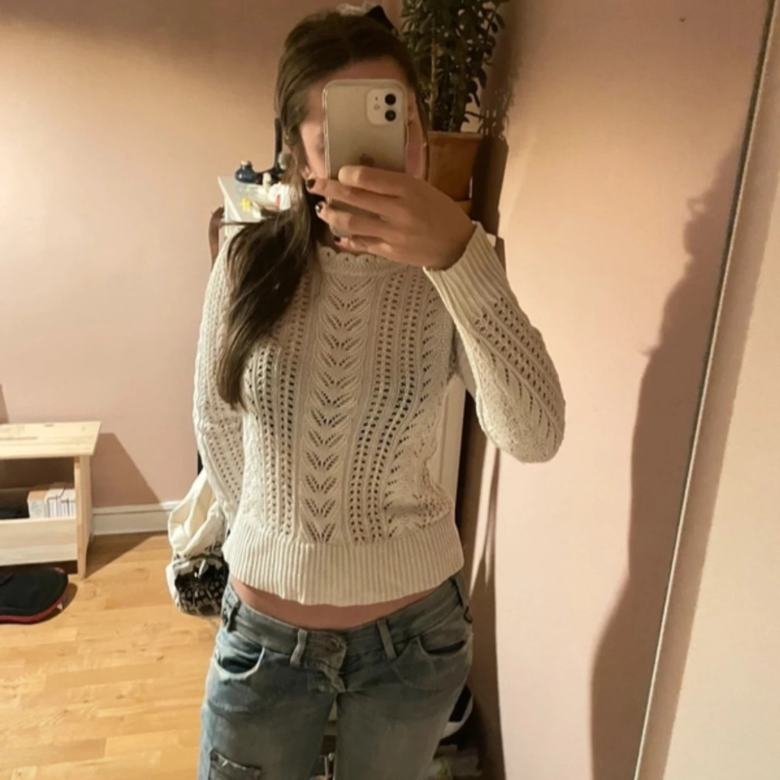 Vit stickad tröja från Indiska - 90