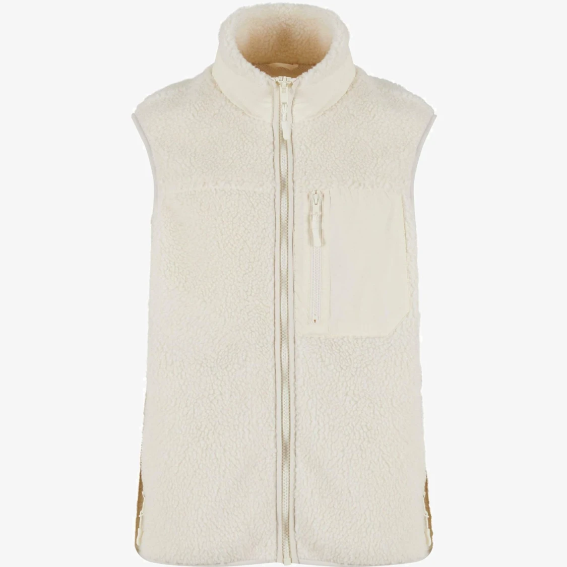 Vit fleeceväst med dragkedja