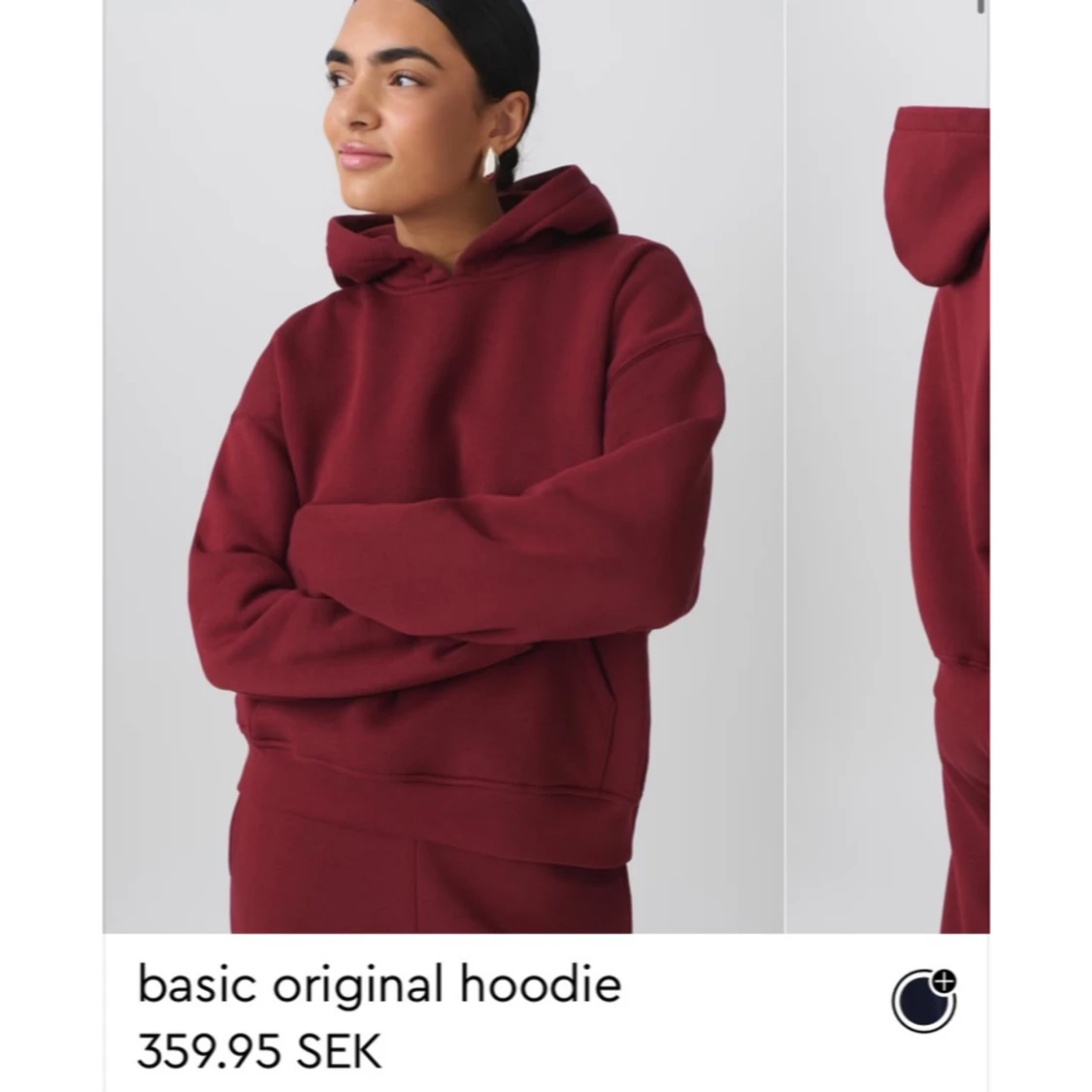 Vinröd basic hoodie storlek xs/s