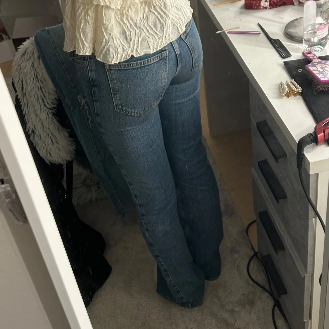 Blå bootcut jeans - 90