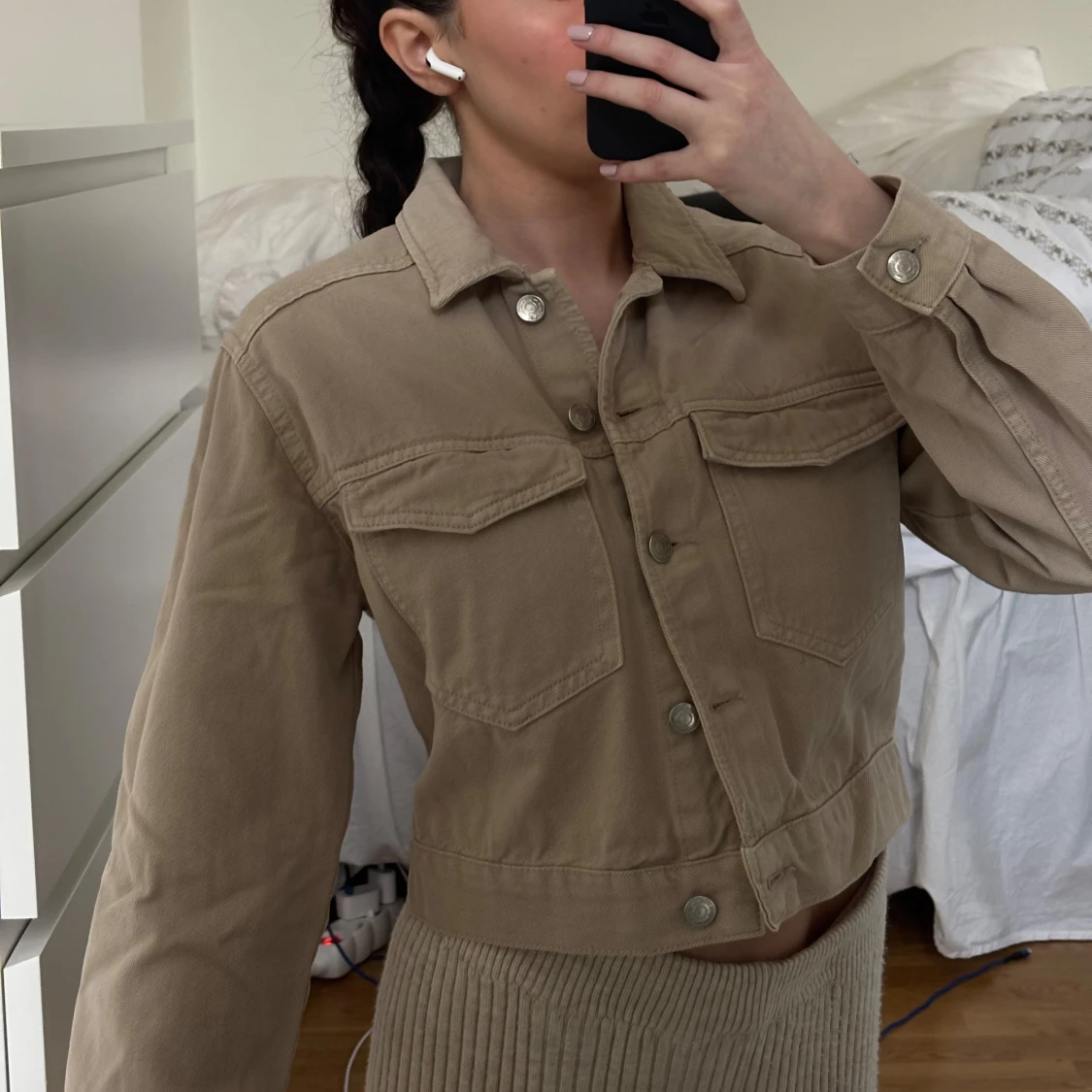 Beige jeansjacka - 1