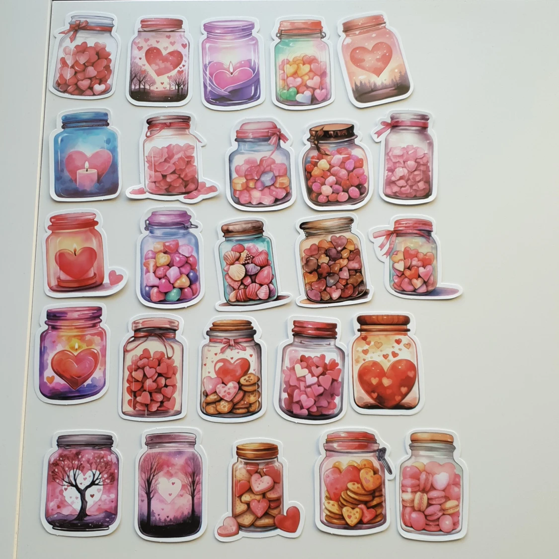 25st hjärtan i burkar klistermärken/stickers  - 1