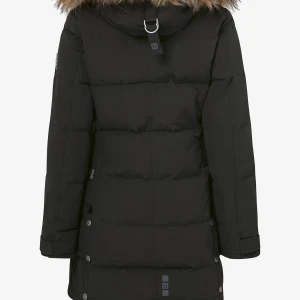 Hollies Dunjacka Subway Jacket  - Säljer en snygg svart dunjacka från Hollies med pälsdetaljer på huvan. Jackan har långa ärmar och stängs med både dragkedja och knappar. Perfekt för kalla vinterdagar! 🖤