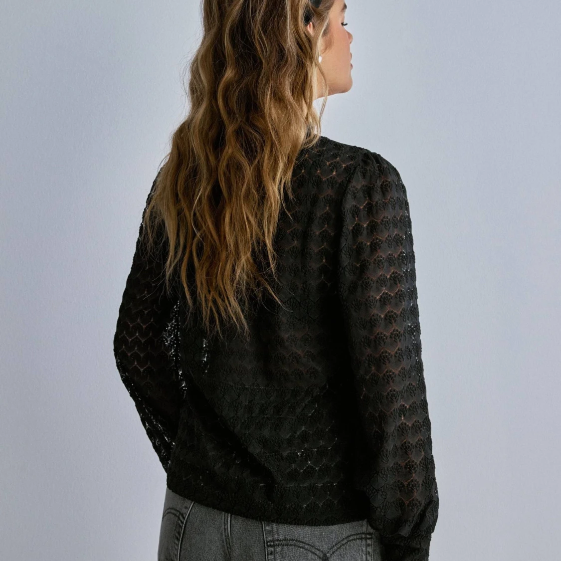 Svart spetsblus - 90