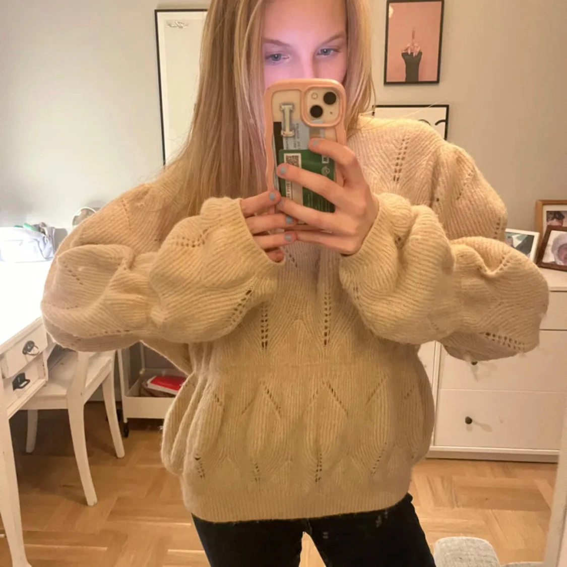 Beige/rosa stickad tröja💗 - 90