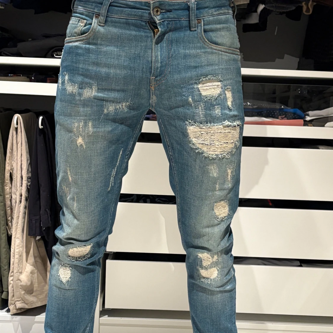 Scotch & Soda Blå jeans med slitningar