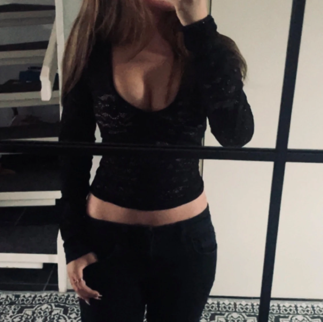 Svart spets topp  - 1