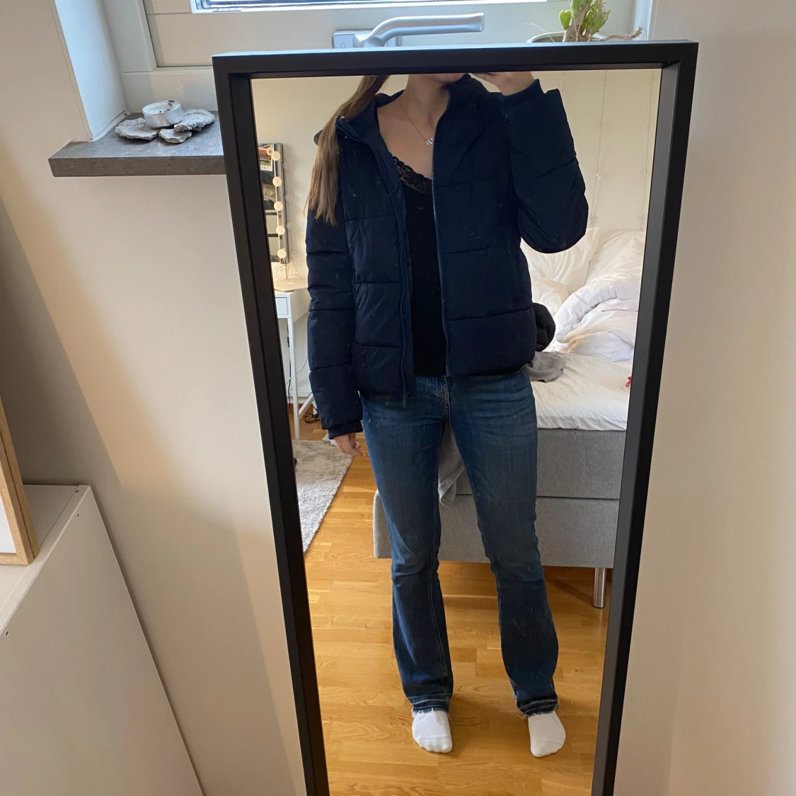 Marinblå pufferjacka - 90