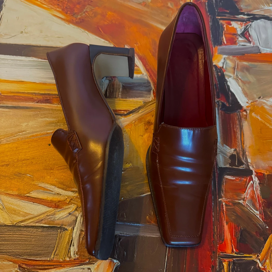 Bruna klackskor i skinn - 91