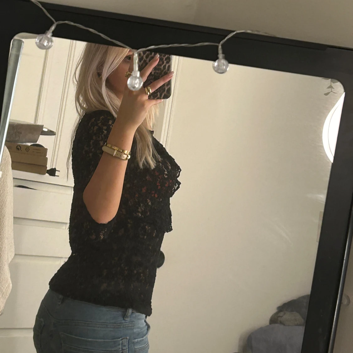 Svart spetsblus - 90