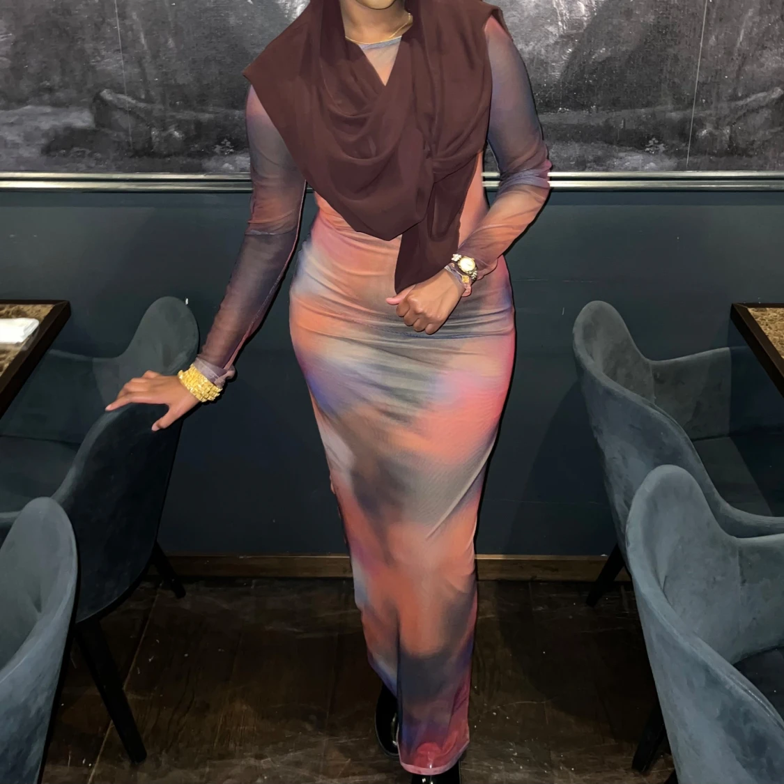 Flerfärgad långklänning från boohoo