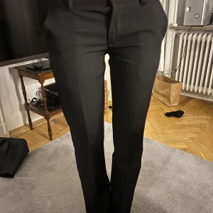 Svarta kostymbyxor från BikBok - Snygga svarta kostymbyxor från BikBok med en klassisk design. Byxorna har en rak passform och är perfekta för en stilren look. De har fickor fram och en diskret dragkedja. 