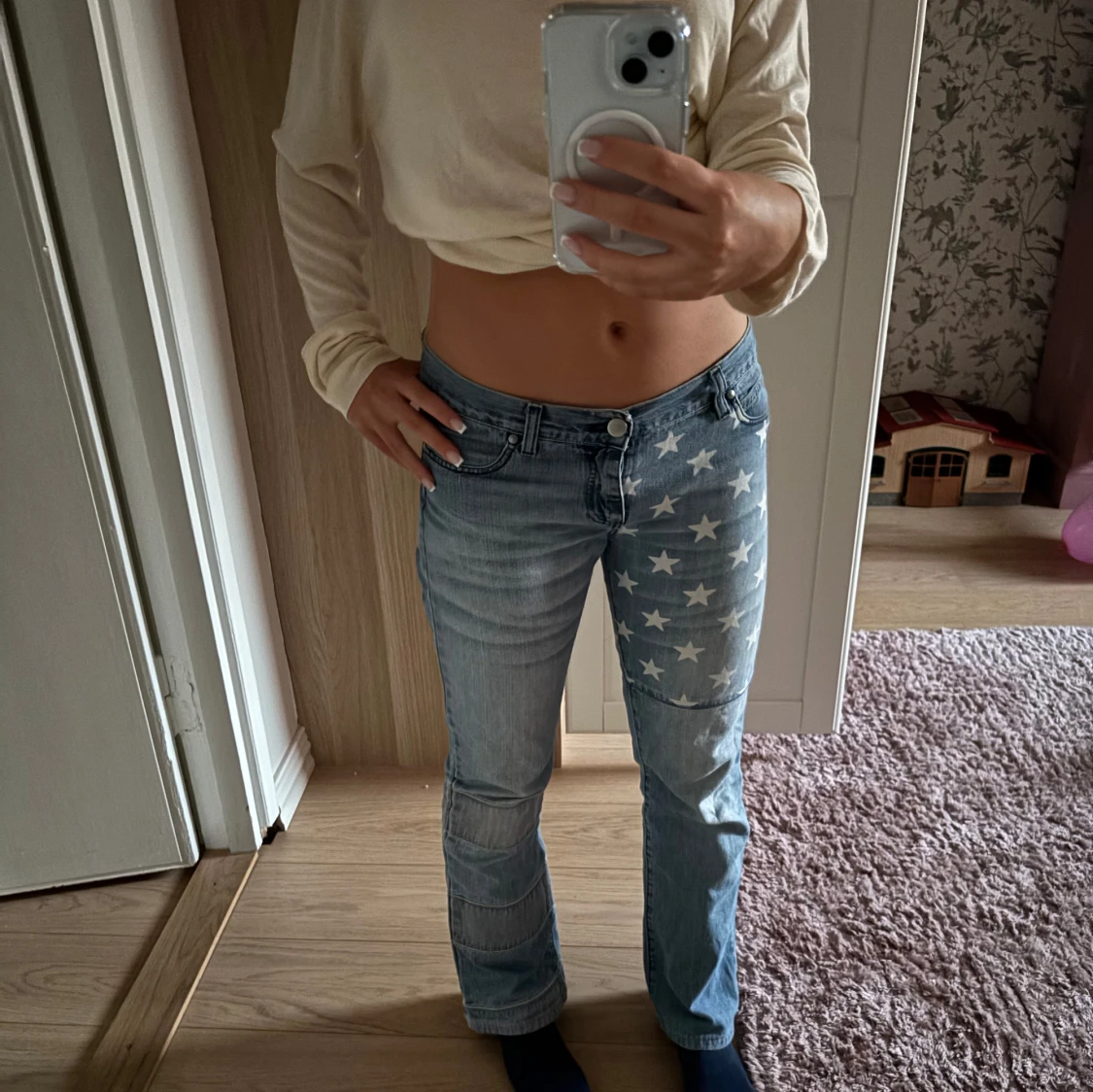 Vintage ljusblå Miss Sixty jeans med stjärnmönster - 1