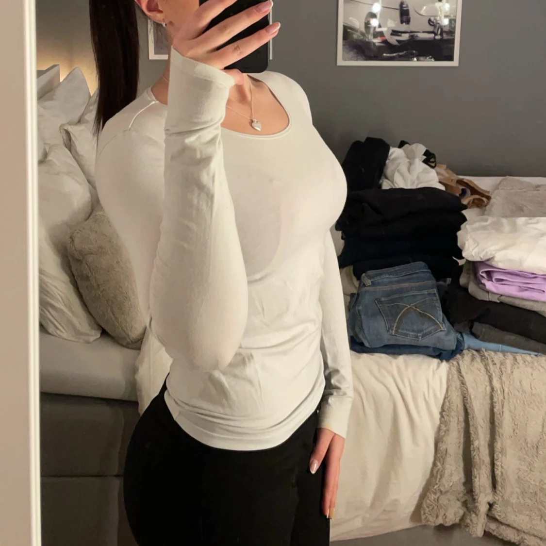 Vit långärmad topp