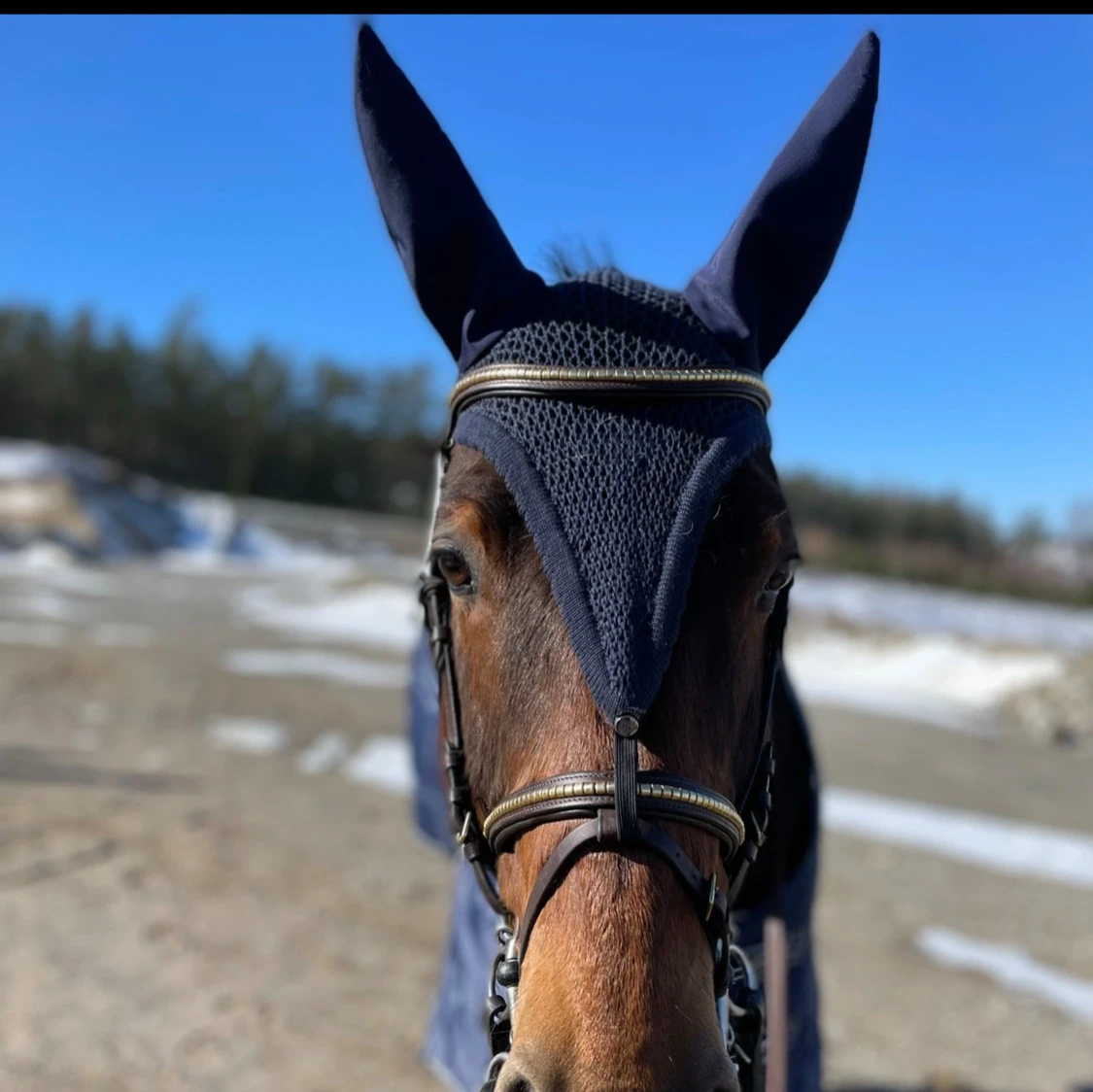 Blå lång huva - 90