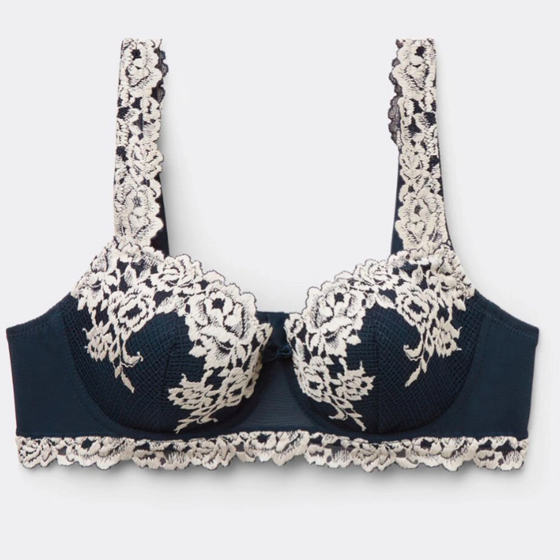 Mörkblå bh med spetsdetaljer
