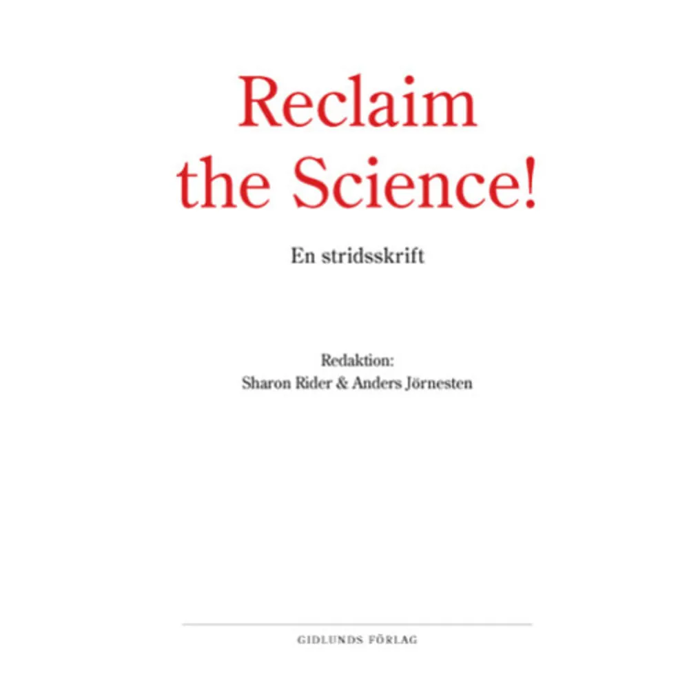 Vilken uppgift har universiteten egentligen? Om forskning och högre utbildning ska bidra till sociala och ekonomiska framsteg, hur ska då verksamheten bedrivas och universitetet utvecklas för att bästa uppnå dessa mål? Ska det vara på sina egna premisser eller under ledning av stat och näringsliv? Såväl praktisk nytta som mätbarhet har blivit centrala frågor i diskussionen om universitetets framtid. I både grundutbildningen och forskarutbildningen har medelstilldelningen kopplats till resultat i form av genomgångna kurser och examensfrekvens. Även kvaliteten på forskning börjar alltmer mätas i kvantitativa termer, exempelvis i antal publikationer, viktning av publikationsvärde som premierar många mindre forskningsansatser, utlåningsfrekvens som mått på en boks värde för universitetsbibliotek, extern finansiering som bevis för forskningens potential etc. Förbättringar blir härmed en fråga om att öka produktiviteten och inte en fråga om vad som produceras. Vad som återstår att fråga sig är vad vetenskapens huvudmål är och hur vi bäst ska leva upp till det? Ska universitet karakteriseras av oberoende eller nytta? Finns det något i den högre utbildningens idé utöver omvärldsanpassning och praktisk yrkesträning? Vilka konsekvenser har marknadstänkande, politisk styrning och avnämarkrav för hur vi uppfattar vetenskap, hur den professionella identiteten formas och verksamheten organiseras? Reclaim the Science! ställer och försöker besvara dessa viktiga, för att inte säga akuta, frågor.    Format Häftad   Omfång 232 sidor   Språk Svenska   Förlag Gidlunds förlag   Utgivningsdatum 2007-10-01   Medverkande Sharon Rider   Medverkande Anders Jörnesten   ISBN 9789178447442  . Böcker.