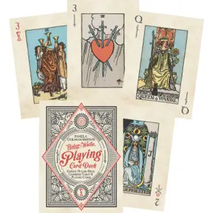 This unique 78-card poker deck features Rider-Waite® Tarot images. The deck includes 22 Major Arcana, 52 Minor Arcana combined with their matching playing card indices and four Knights, which may be used as Jokers. The deck also includes a 56-page booklet featuring instructions for two tarot games and traditional card meanings from the Rider-Waite® Tarot.