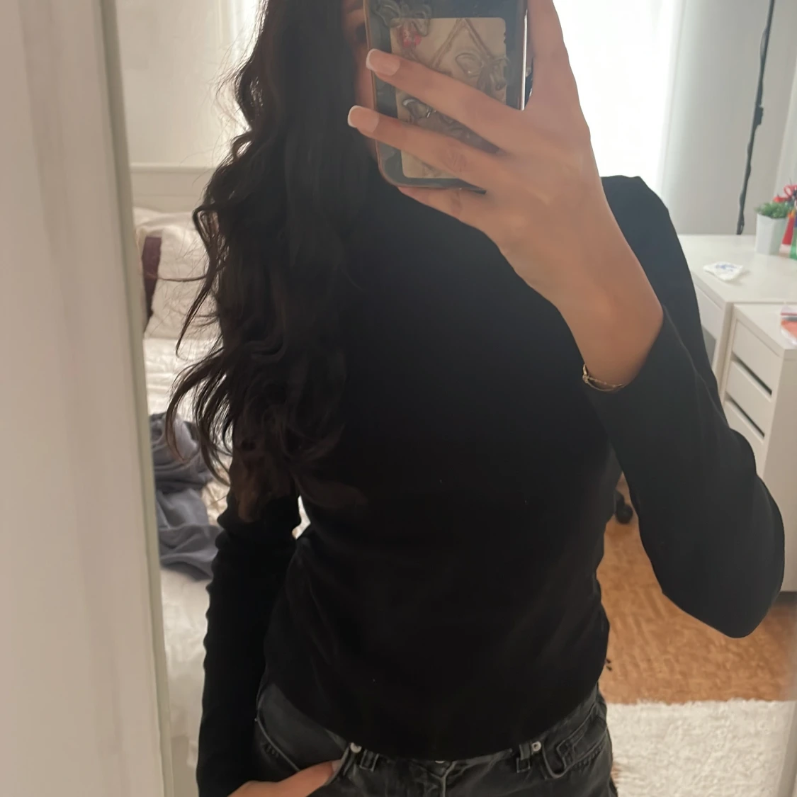 Långärmad svart tröja  - 90