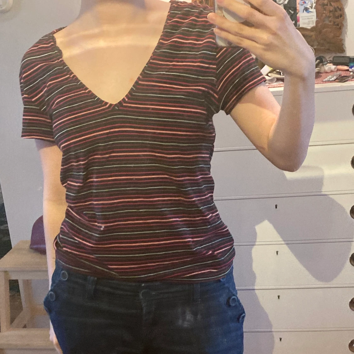 Snygg Randig tröja med urringning - 91