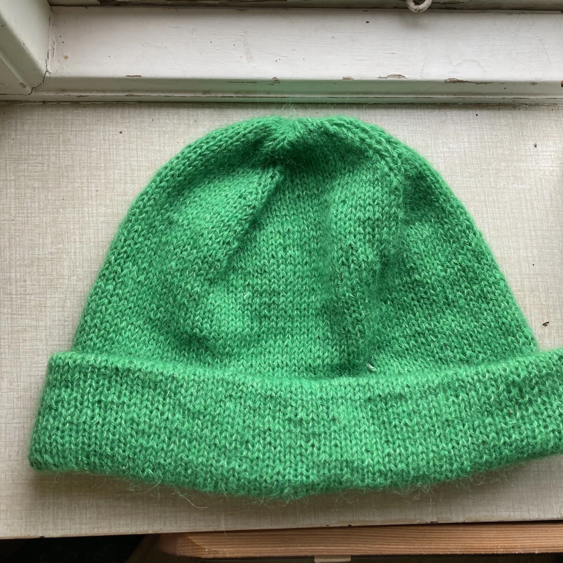 Grön stickad mössa!