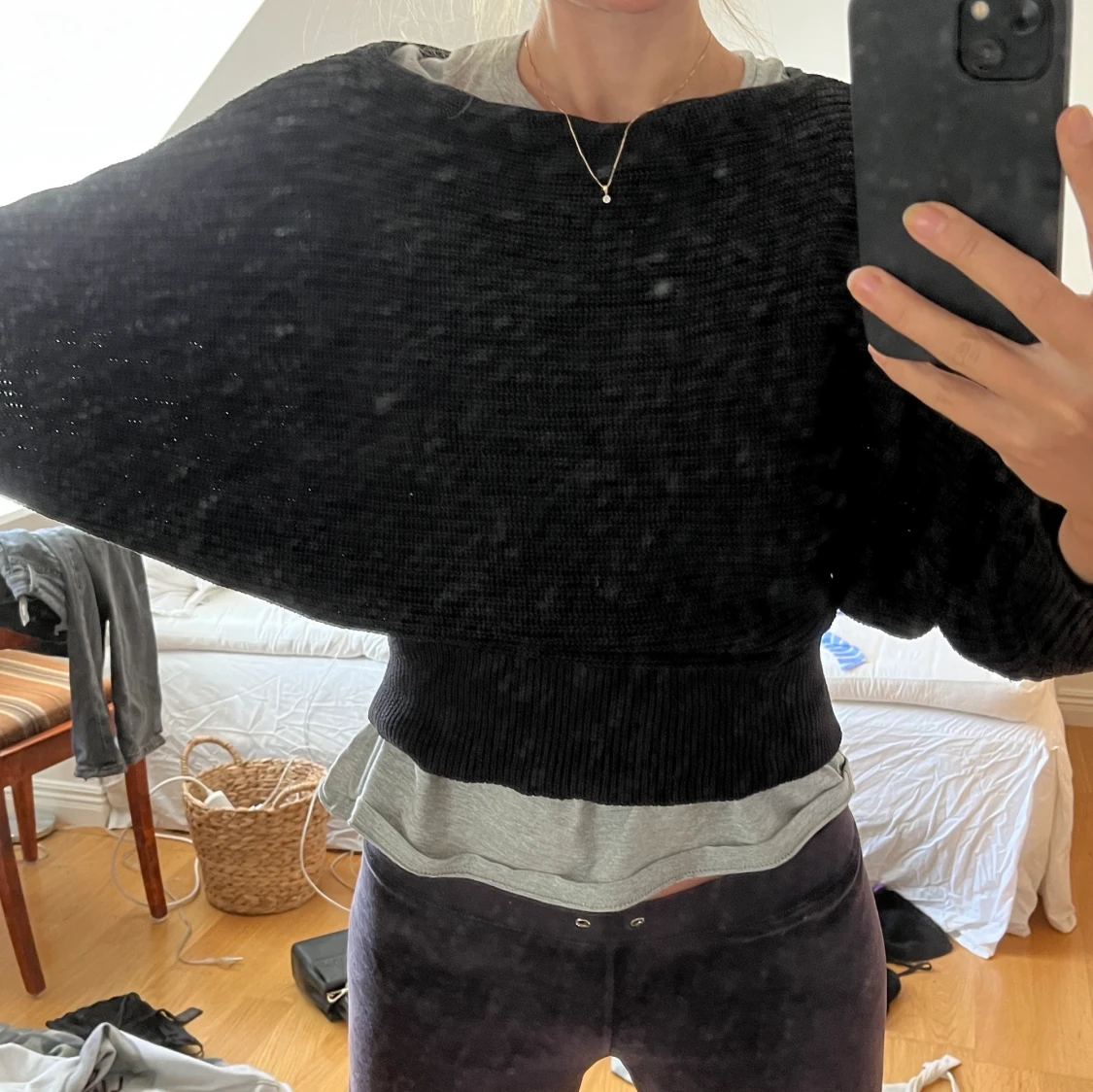 Stickad tröja svart - 90