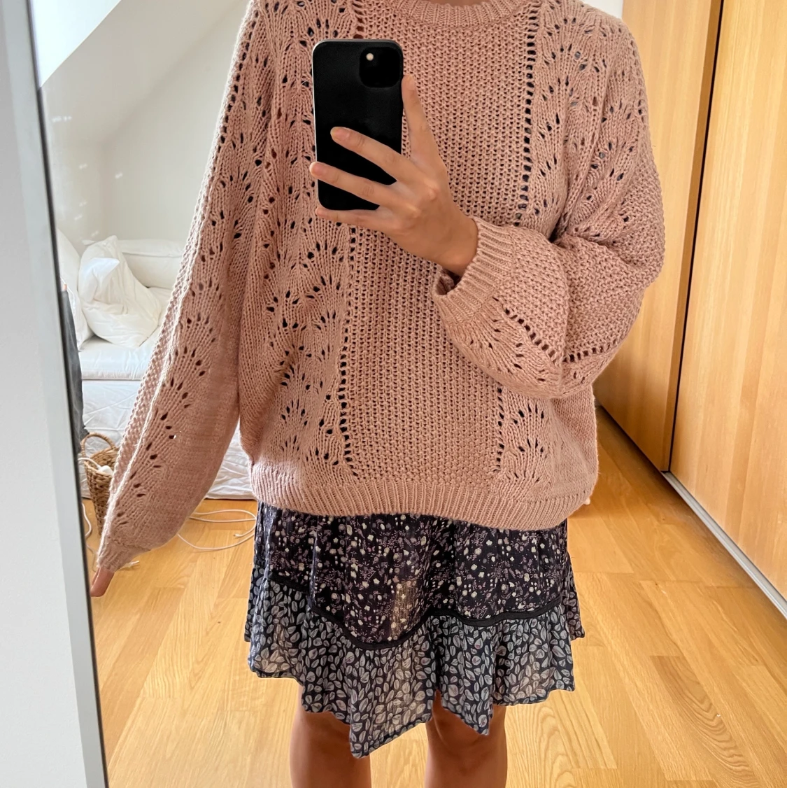 Stickad tröja ljusrosa oversized, Nyskick!