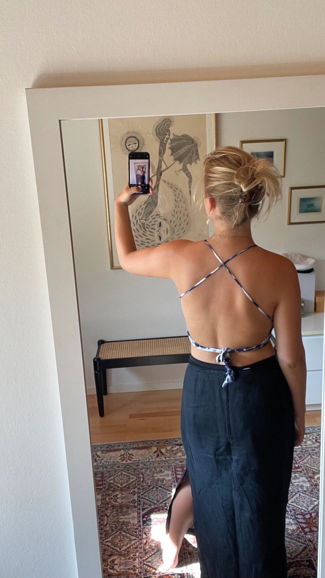 Tie-die topp med bar rygg  - 90