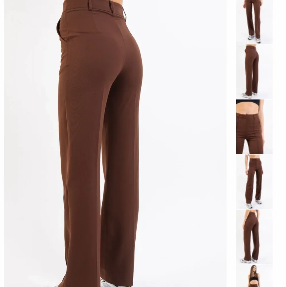 Jättesnygga bruna kostymbyxor från Madlady! Fickor, hällor för skärp och dragkedja + knapp där fram. Använda ett fåtal gånger!. Jeans & Byxor.