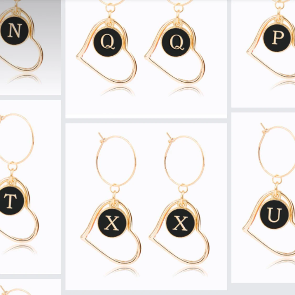 Stor Hjärta Örhänge med Bokstav 