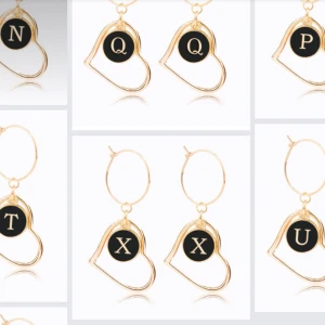 Stor Hjärta Örhänge med Bokstav  - Mått ca 52*22 mm 45kr/par 