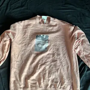 en rosa sweatshirt från H&M med grafik på framsidan (inget på baksidan). grafiken är en skate-park. Storlek M