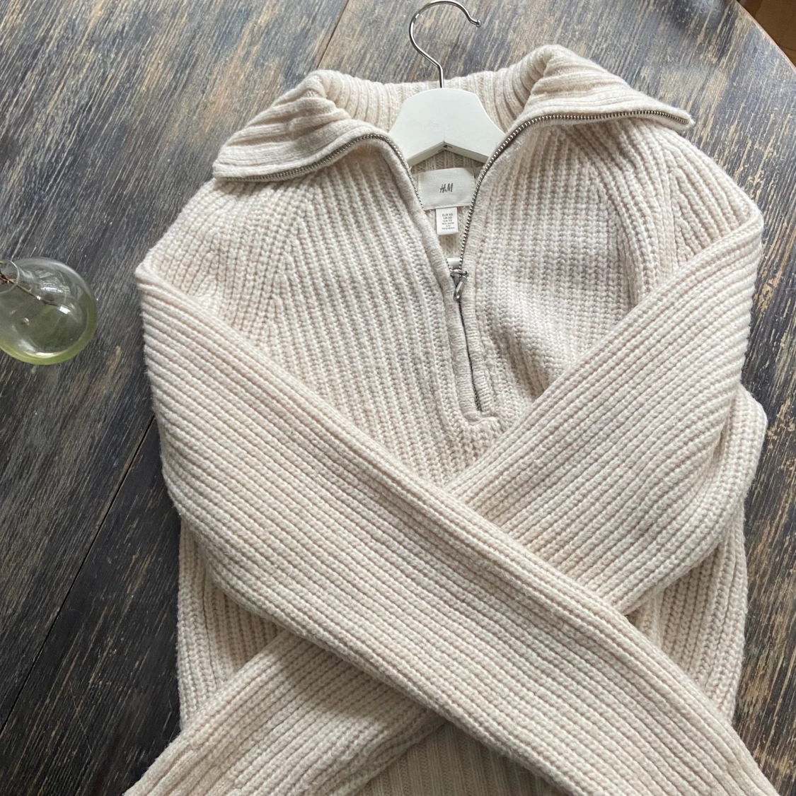 Stickad zip-up vit - 90