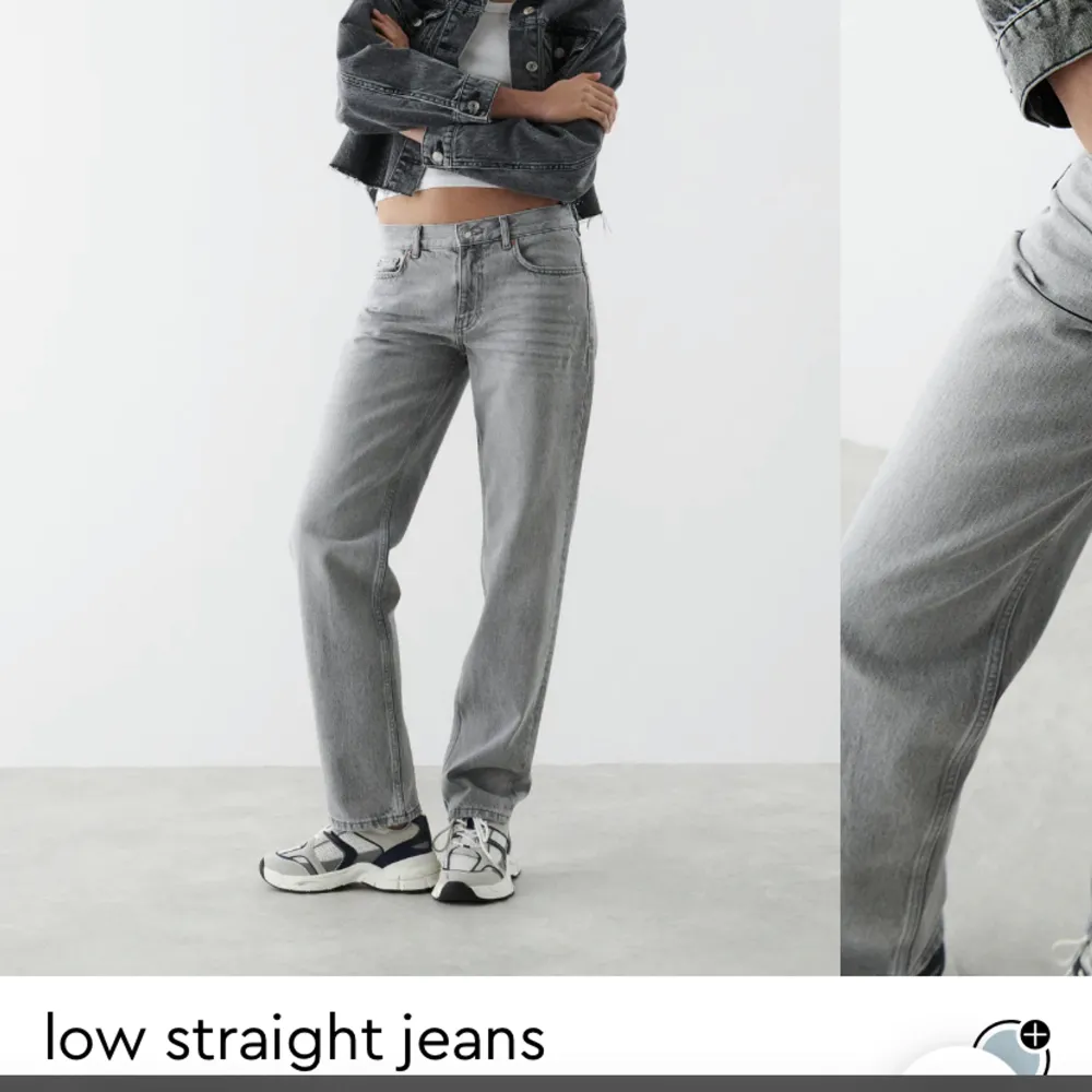 Lågmidjade gråa jeans från ginatricot. Är i jättebra skick men kommer inte till användning lika ofta längre. Nypris 500kr. Jeans & Byxor.