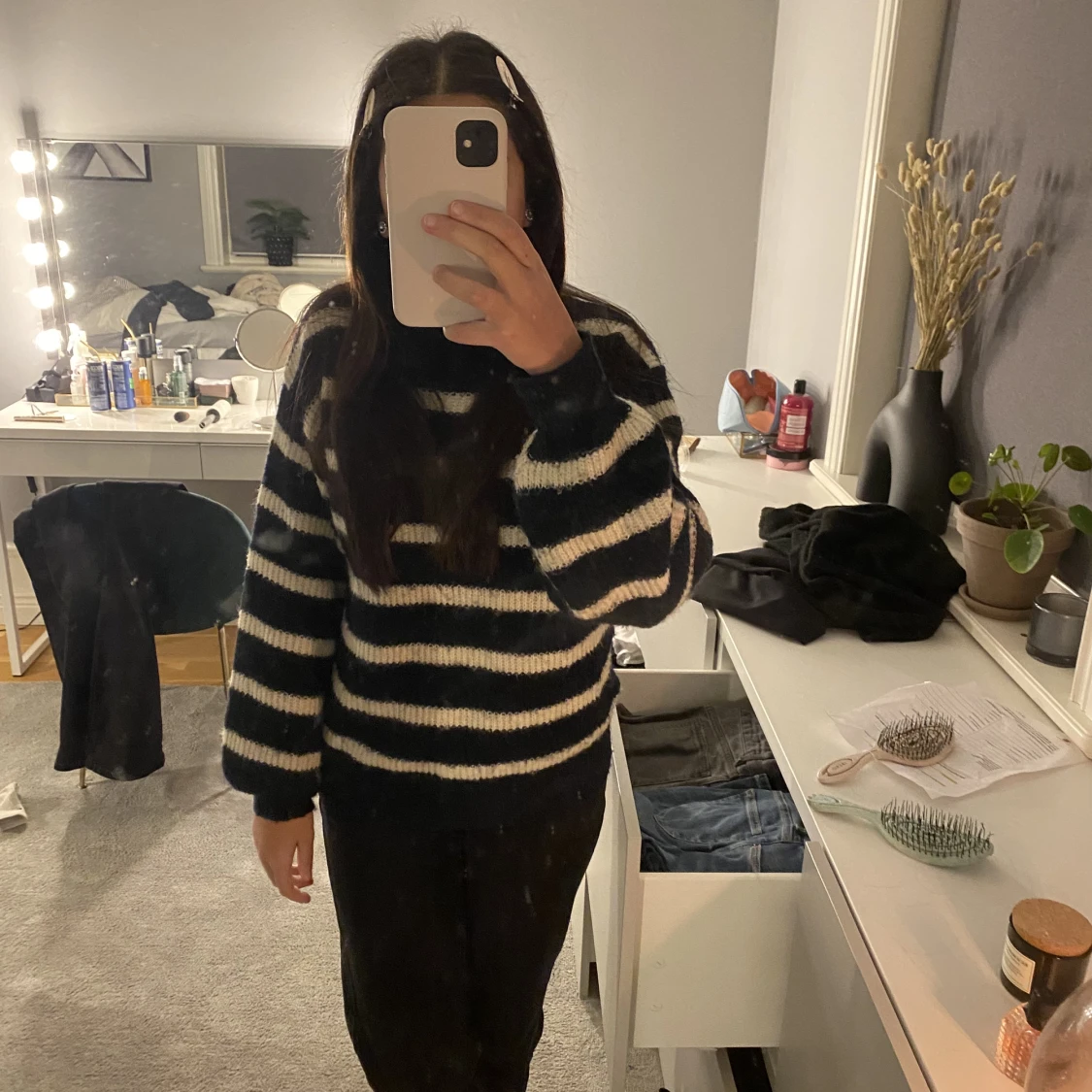 Stickad randig tröja - 90