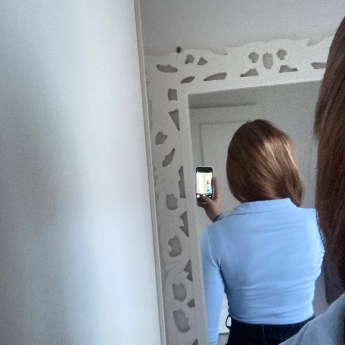 Blå ribbad tröja - 90