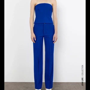 Korsett liknande topp - En jätte fin blå topp från zara! Köpt för 400, använd va 3-4 gånger, säljer pga tycker inte den passar mig längre. Storlek M men sitter mer som en S