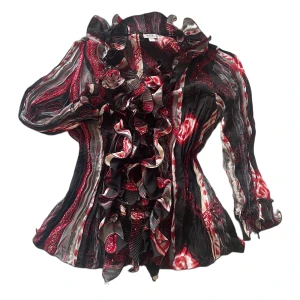 Blus med volang  - Vintage indisk blus med volanger i kragen. 