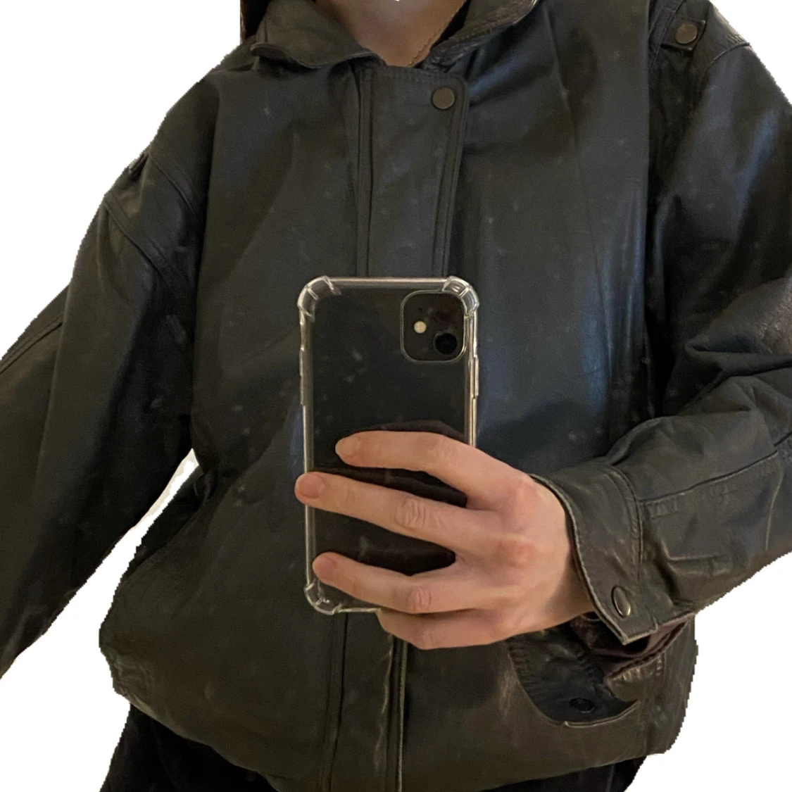 grå läderjacka - 90