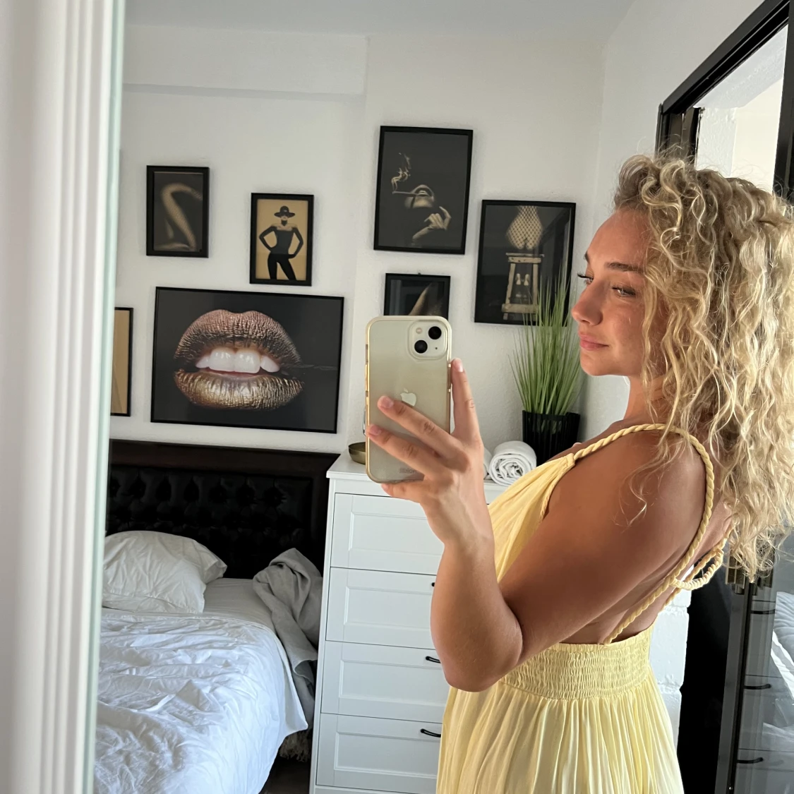 💛gul lång sommarklänning - 90