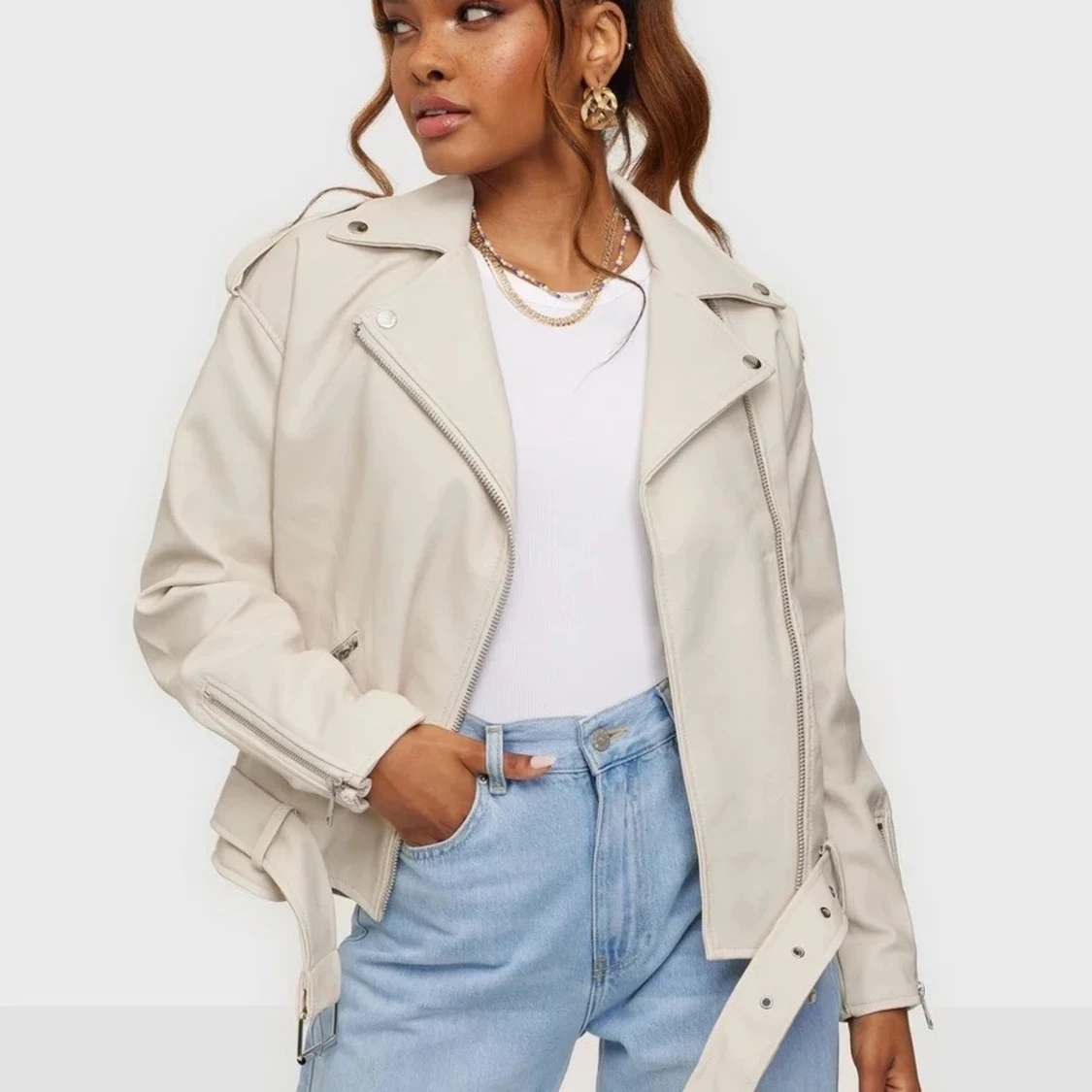 Oversize boyfriend bikerjacka - 91