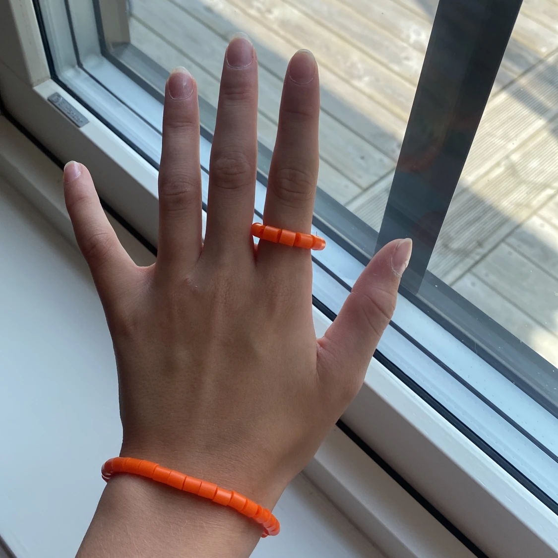 Orange armband och ring - 90