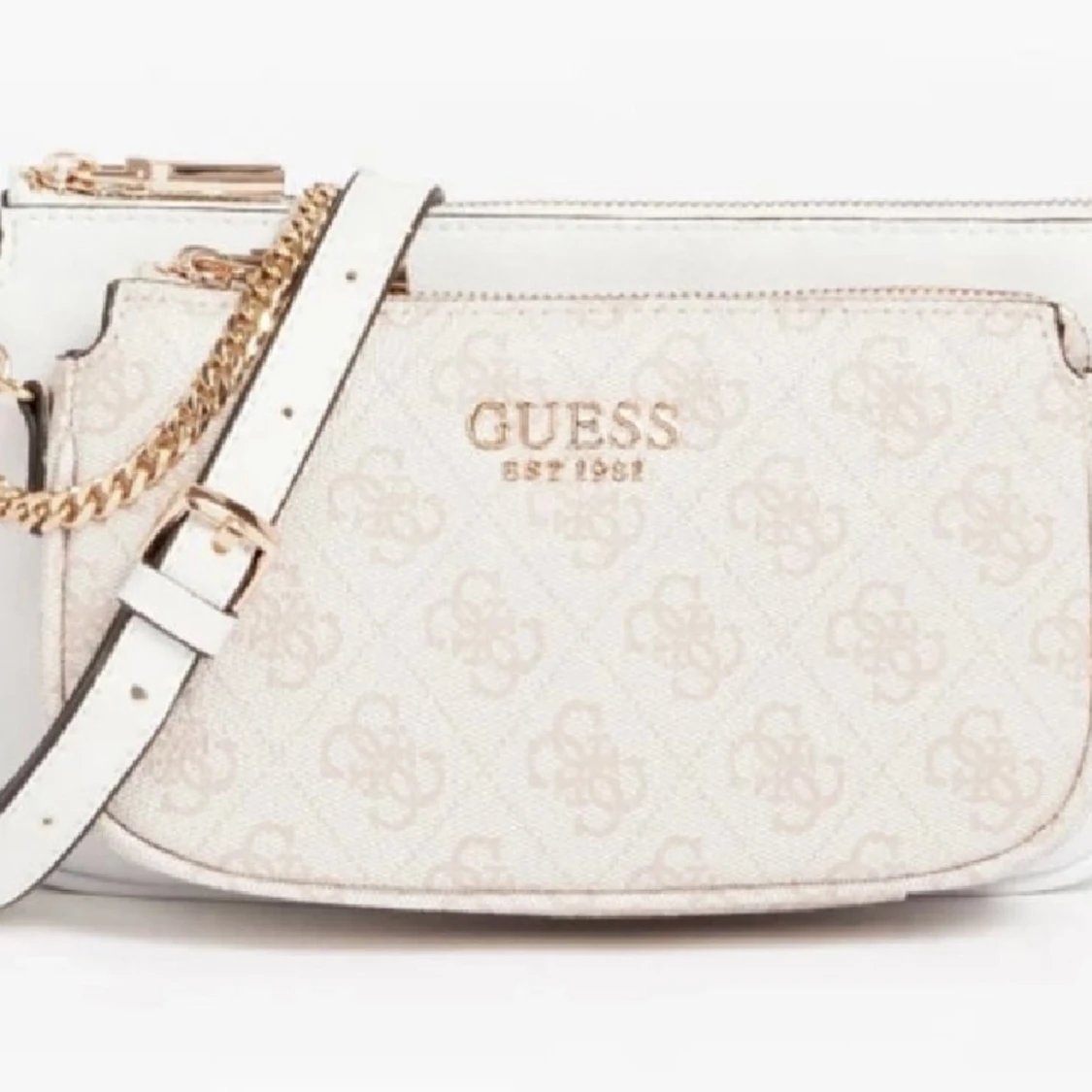 Guess mika crossbody väska pouch ny rosa vit - 91