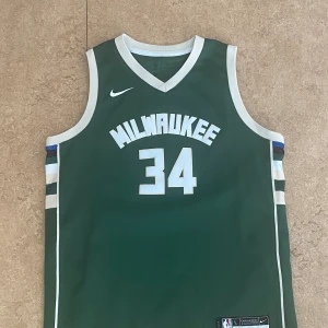 Basket linne - Snyggt Giannis Antetokounmpo linne som jag har köpt på Nike Officell. Jag har använt linnet Max 5 gånger. Det är i perfekt skick. Linnet är i storlek 170. Prutbart pris