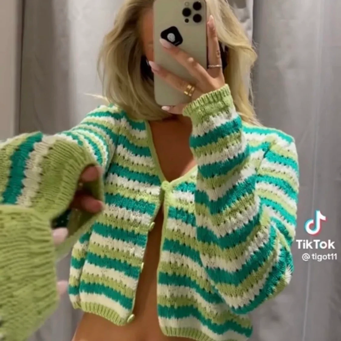 Virkad kofta grön