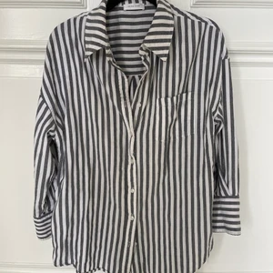 Anine Bing shirt  - Anine Bing Gray Mika Striped Cotton-poplin Shirt Material: bomull  Skick: mkt bra skick 